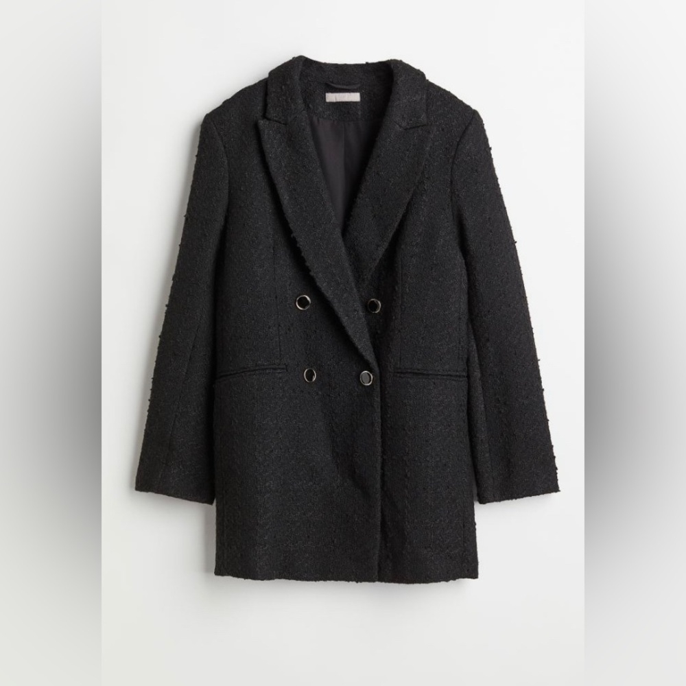 H&M Straight-cut Bouclé Jacket Black
